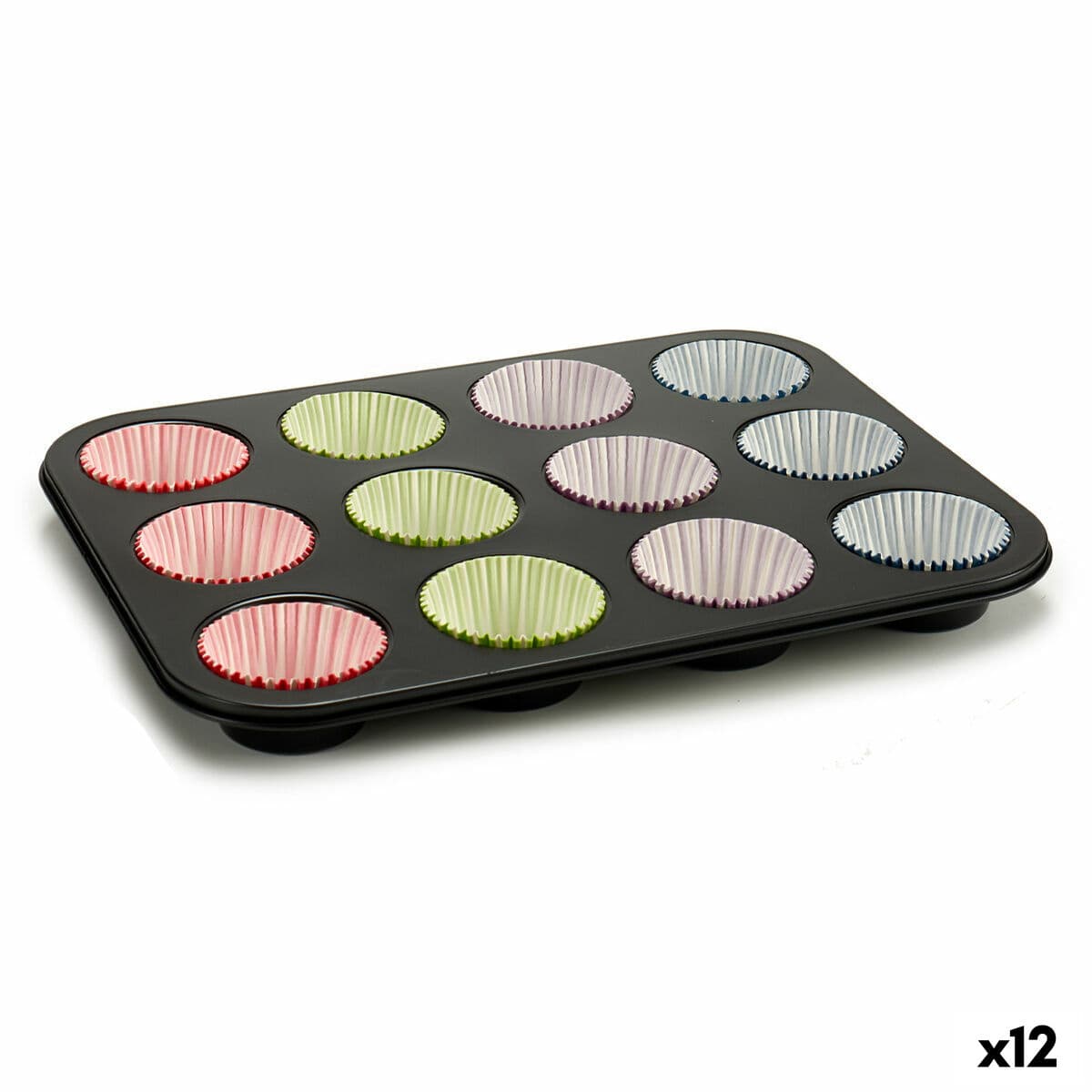 Muffinform Kinvara Blau Schwarz Rot grün Lila Bunt 7 x 7 x 3 cm 35 x 3 x 26,5 cm Ofenpfanne (12 Stück)