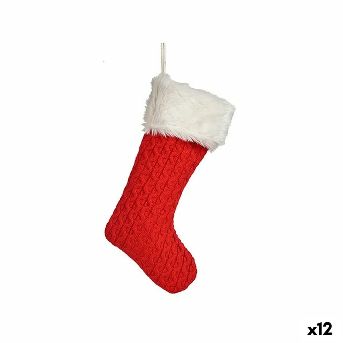 Weihnachtsschmuck Krist+ Rot Stoff Weihnachtsstrumpf 28 x 4 x 46 cm (12 Stück)
