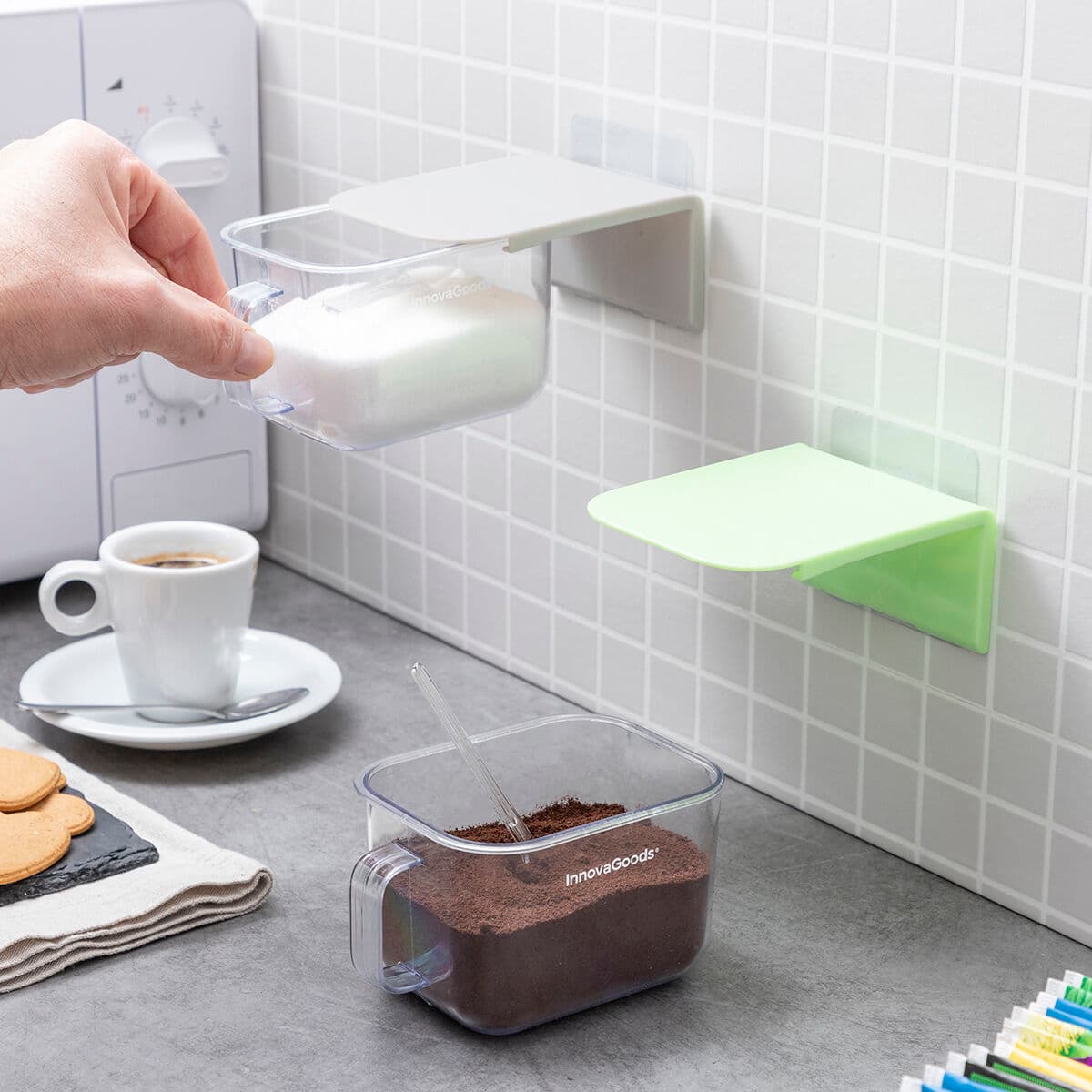 Abnehmbare selbstklebende Kochbehältnisse Handstore InnovaGoods 2 Stück